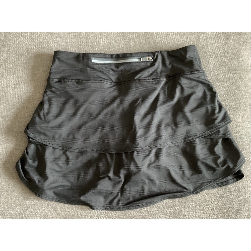 Athleta Girl Black Swing Skort Tiered Athletic Skirt Shorts XL 14 Zipper Pocket - Picture 1 of 7